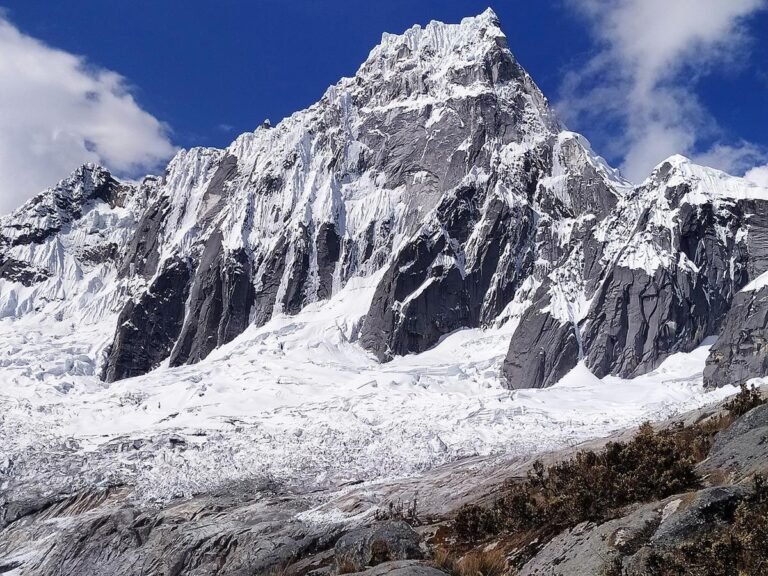 Ice or Frost wedging weathering -Taulliraju in Peru