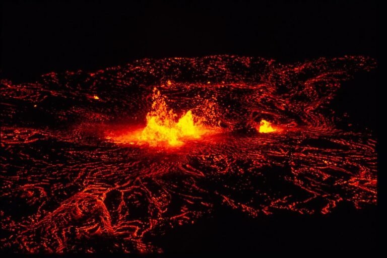 Magma erupting in Hawaii Volcanoes National Park