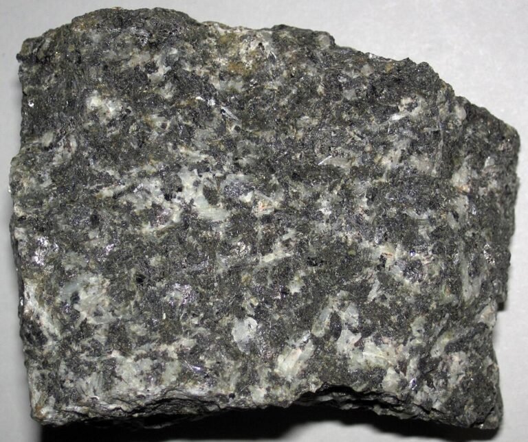 Diabase, Dolerite or microgabbro - A medium-grained, dark-colored mafic rock