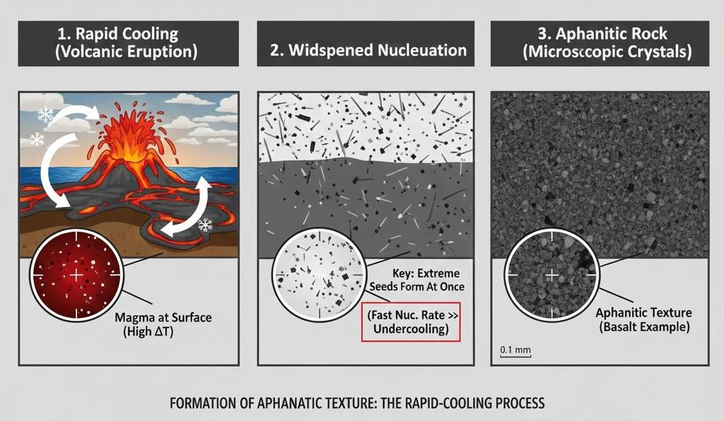 Aphanitic texture or fine-grained texture formation