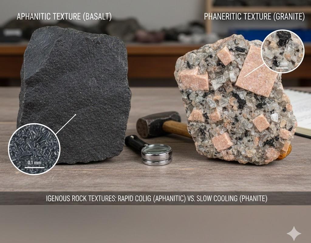 Aphanitic vs phaneritic texture